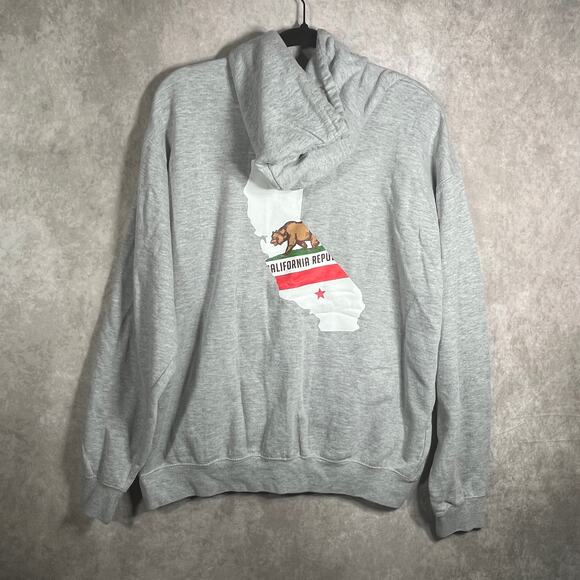 ESY‎ Surf Co Hoodie Sweatshirt Mens XL Gray Graphic Fleece Pullover Athleisure - Picture 4 of 9